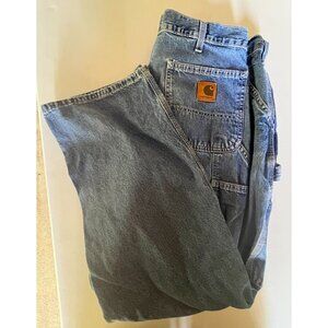 Carhartt Mens Blue Denim Work Jeans Size 38x30 Slight (paint) Stains Distress
